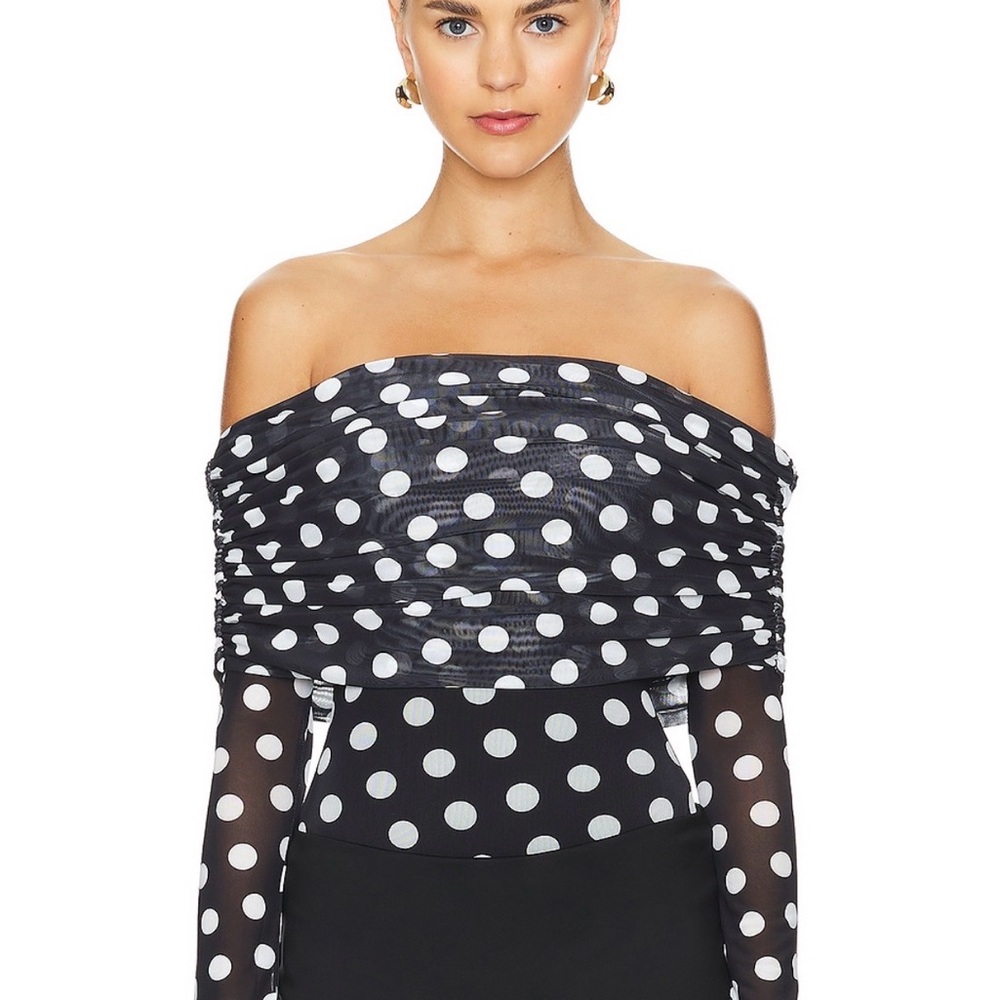 AFRM Black and White Polka Dot Blouse